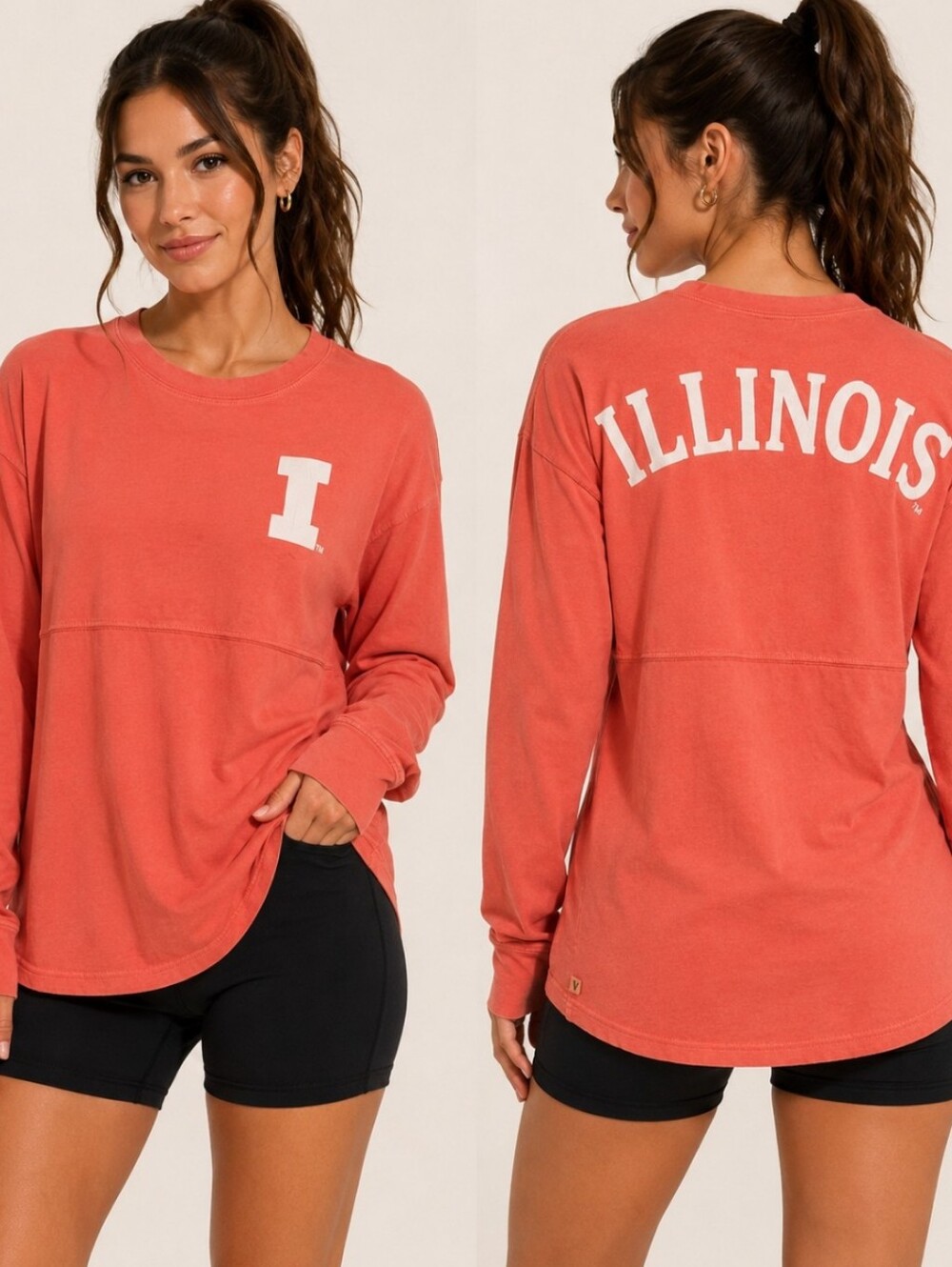 Illini Orange Long Sleeve Graphic Tee Size S University of Illinois
